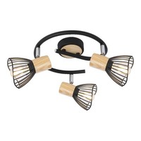 Schwarz Helle Holz Moderne Skandinavisch Spot Strahler Reflektor 3X25W/E14