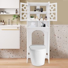Over The Toilet Storage Cabinet, 4 Tier Bathroom Organizer w/ Raised Leg