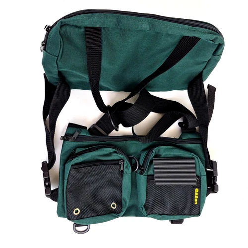 Allen Fly Fishing Waist Pack System Green Hip Pack w/ Side Pouches & Fly Patch