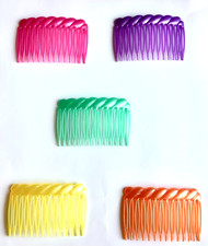 2 Vintage Hair Comb Women Pink Purple Mint Green Yellow Orange Hairstyles Updos