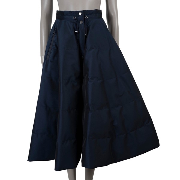 73086 Auth Christian Dior Navy Blue 2021 DIORALPS PUFFER MIDI Skirt 36 XS
