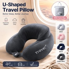 FAXHION Memory Foam Travel Neck Pillow, U-Shaped Neck Support Pillow