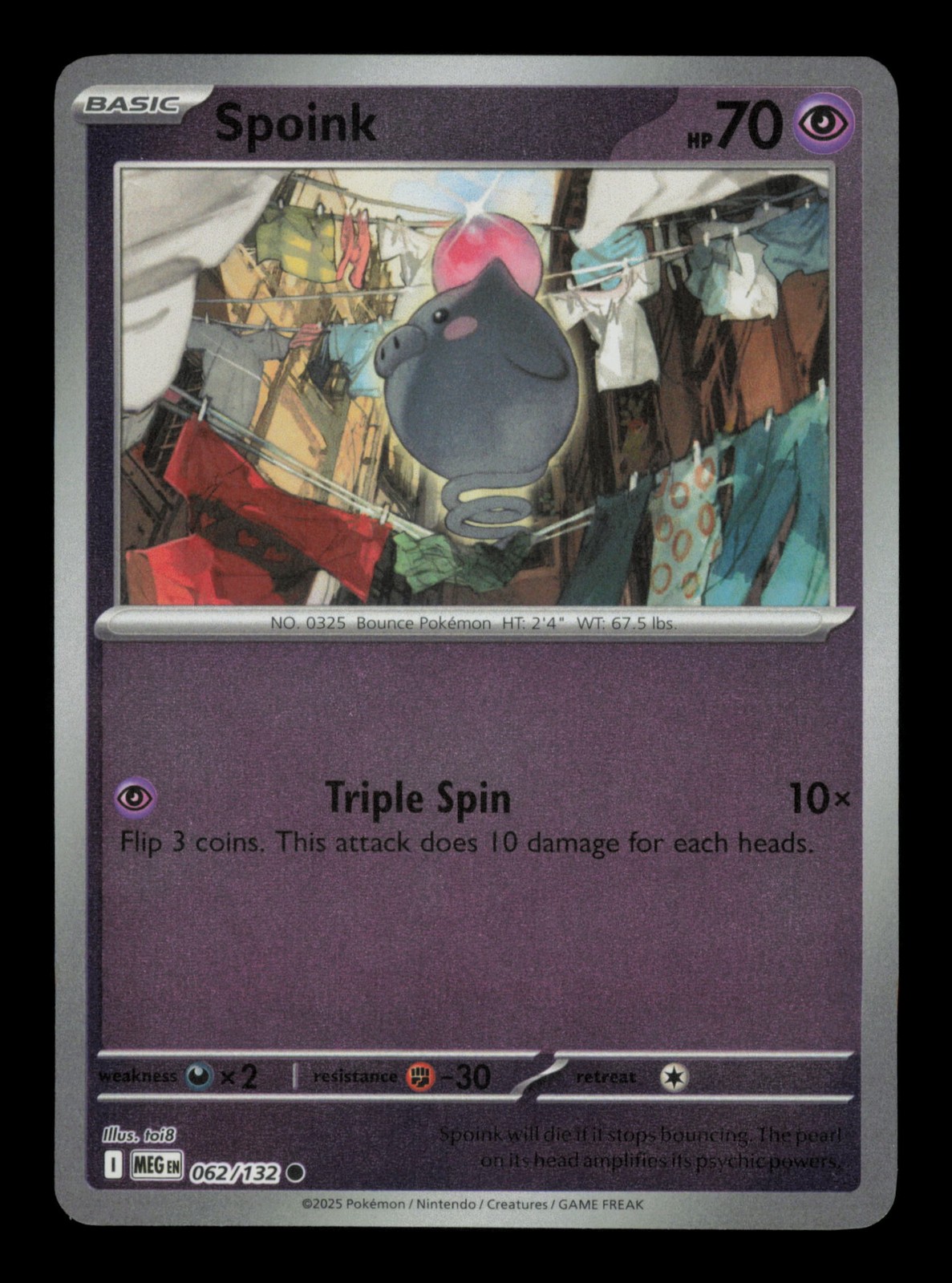 Spoink Common ME01: Mega Evolution 062/132 Reverse Holofoil NM