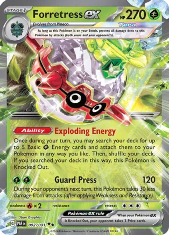 Forretress ex - 002/091 - Double Rare (Near Mint) Paldean Fates - Grass Pokémon