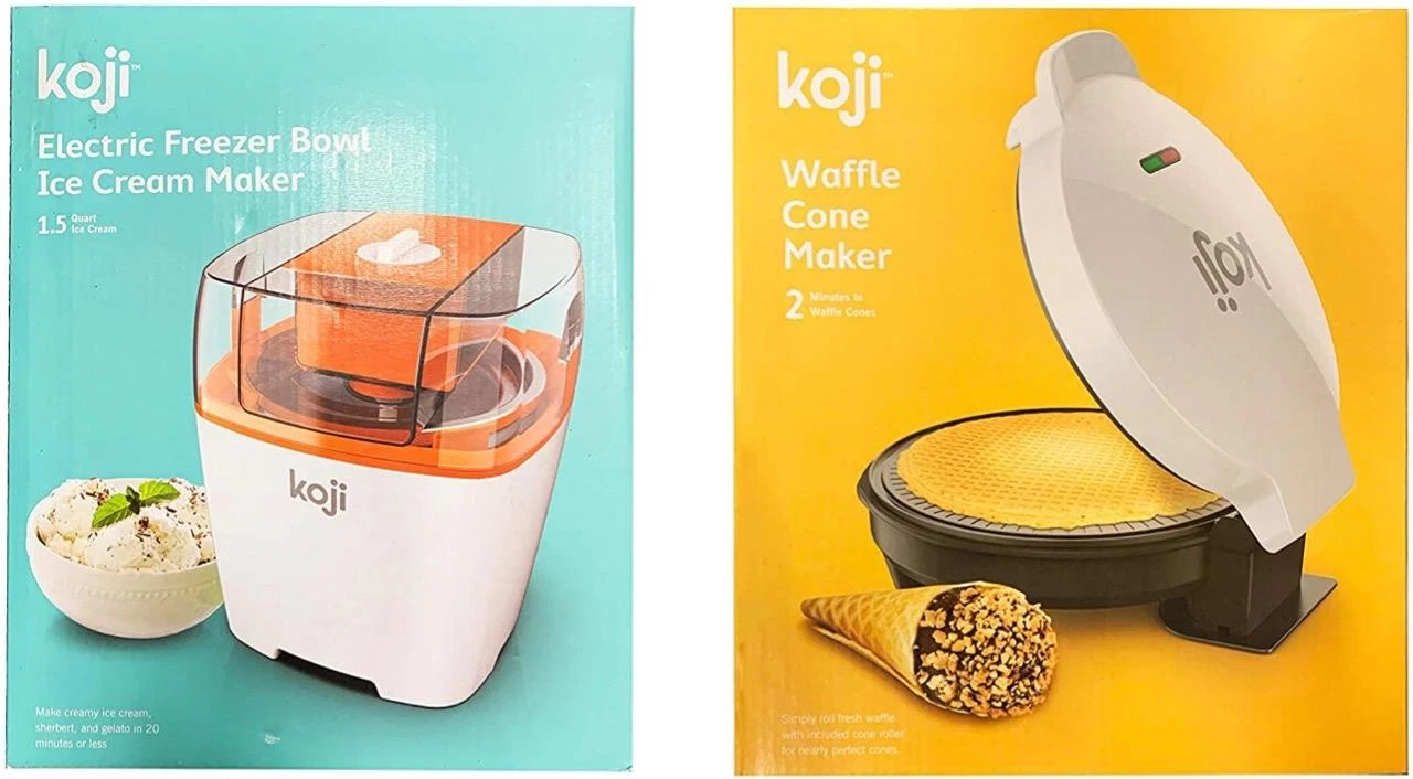 New Koji Dessert Set with Ice Cream Maker and Waffle Cone Maker