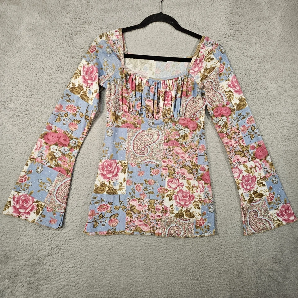 De Colección Y2K Babydoll Top Juniors L Floral Patchwork Años 90 Lechera Y2K Cachemira Cabricha Foto 2 de 4