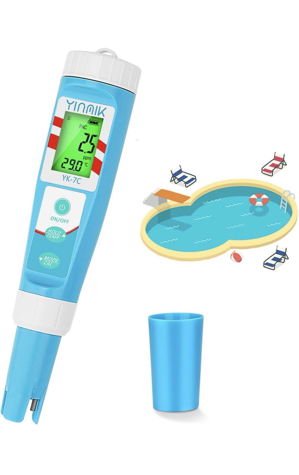 Medidor de cloro, probador digital de cloro sin pH YINMIK, probador de sal de pH piscina, aq...