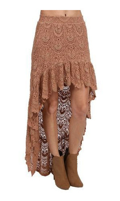 NEW NIGHTCAP SPANISH LACE SALOON HI LOW SKIRT S M