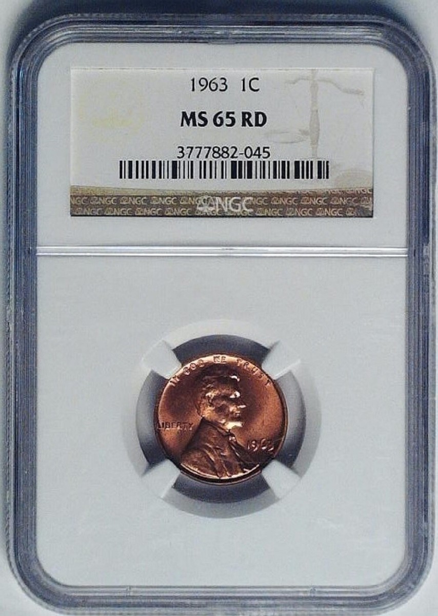 1963 Lincoln Memorial Reverse Penny 1 Cent NGC MS65RD Graded Coin