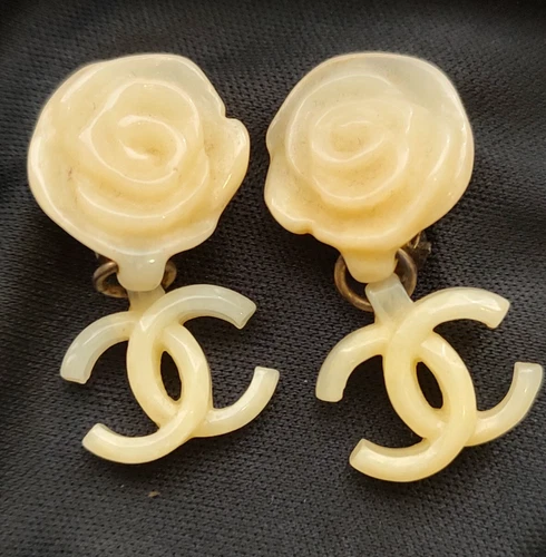 LIST AT CHRISTMAS Vintage Original CHANEL ROSE Flower Dangle