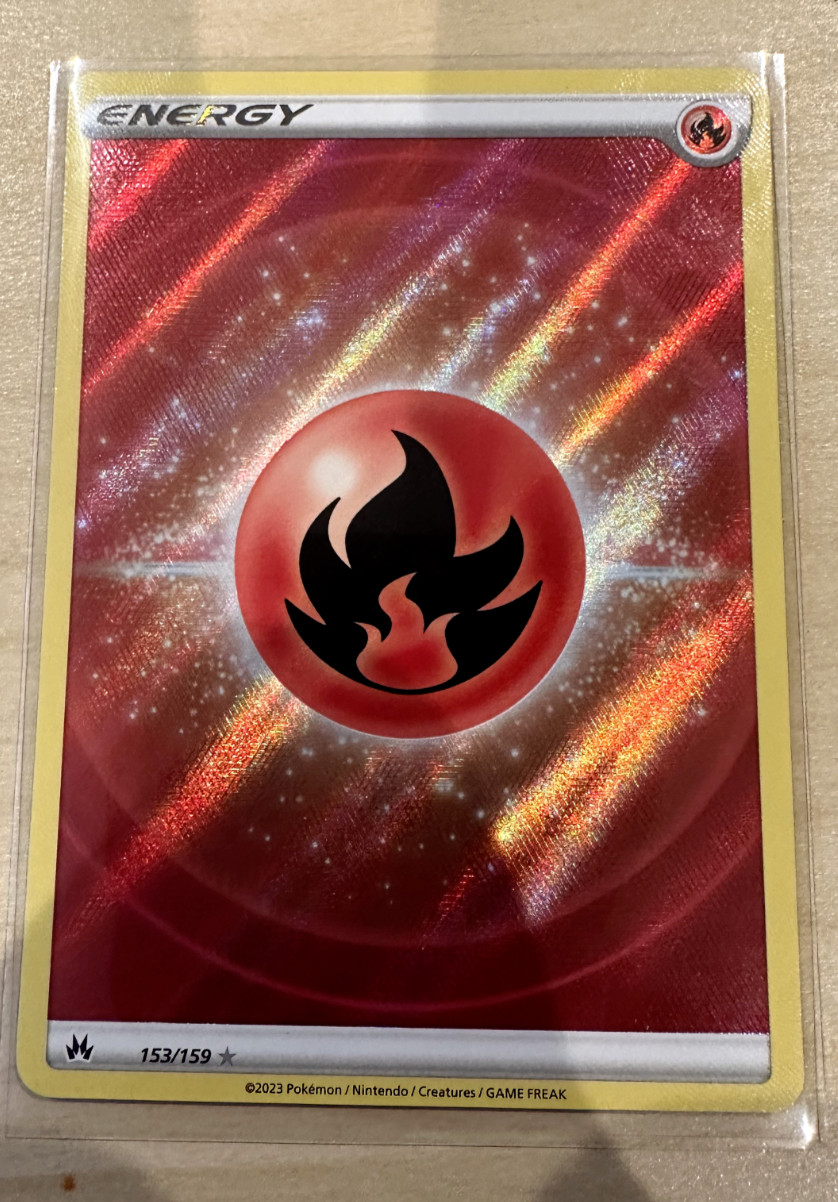 Fire Energy 153/159 Texture Full Art Ultra Rare Holo Crown Zenith Pokemon TCG NM