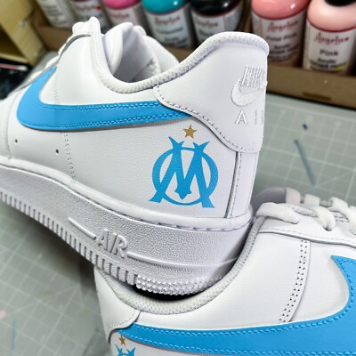 Nike Air Force 1 Custom OM Olympique de Marseille Sneaker AF1 Fußball Liga 1