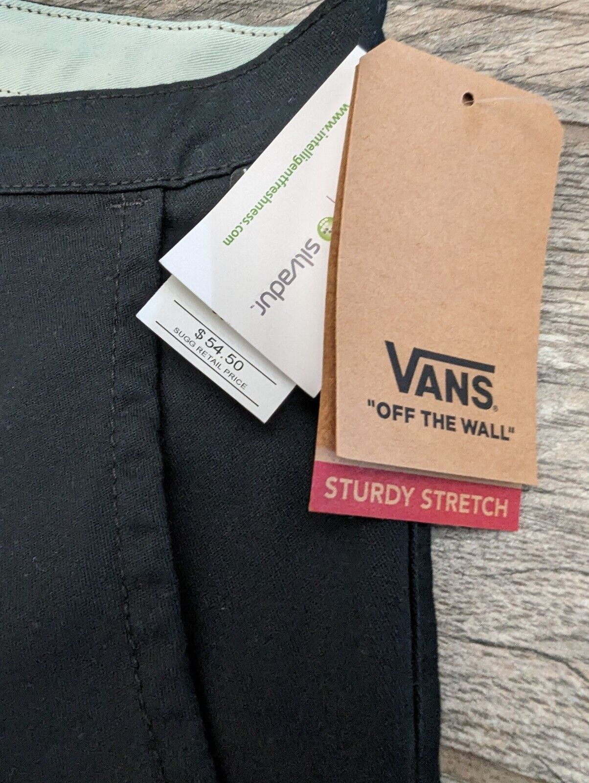Men's Vans Black Authentic Chino Pro Straight Fit Pants Sturdy Stretch