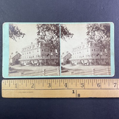 First Searsport House Hotel Maine Stereoview Flat Roof Antique c1870 Y7288