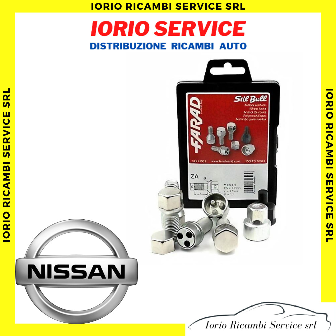 KIT 4 BULLONI FARAD ANTIFURTO AUTO per NISSAN QASHQAI JUKE CERCHI IN LEGA 