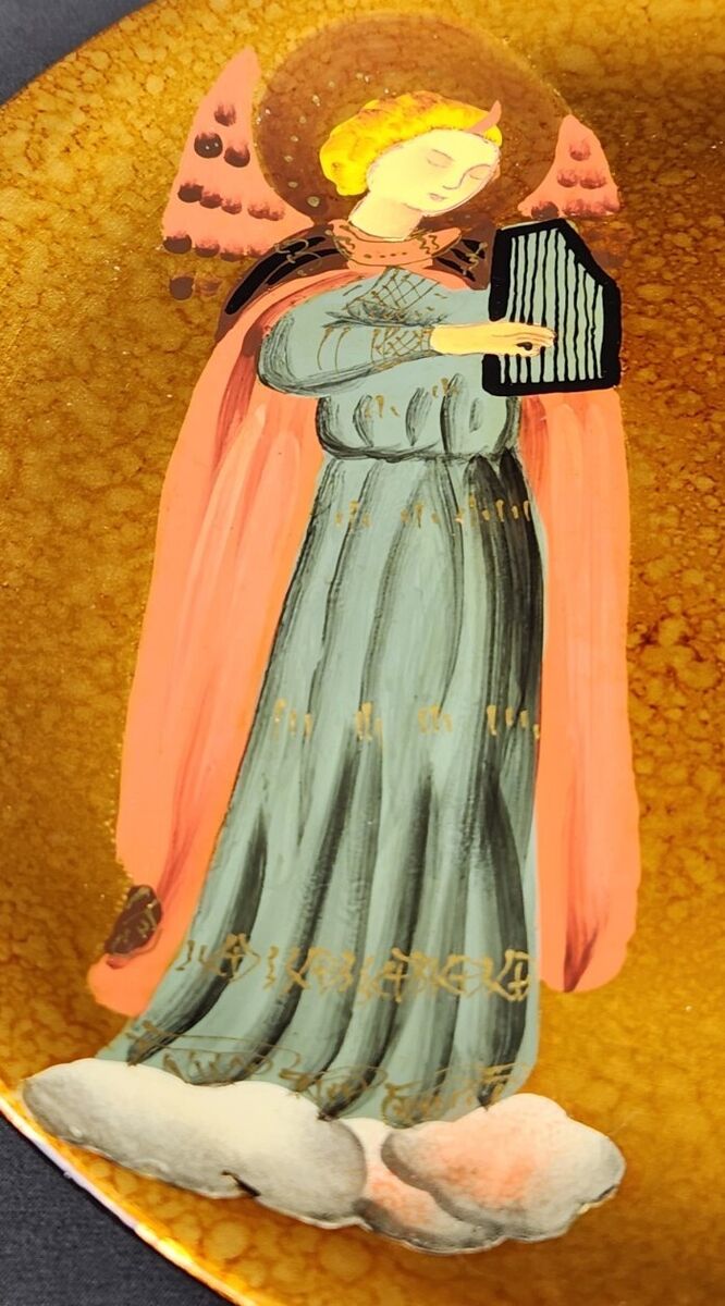 vtg Hand Painted original 2 Heavenly Angels In Clouds 13.5 vtg Hand Painted original 2 Heavenly Angels In Clouds 13.5