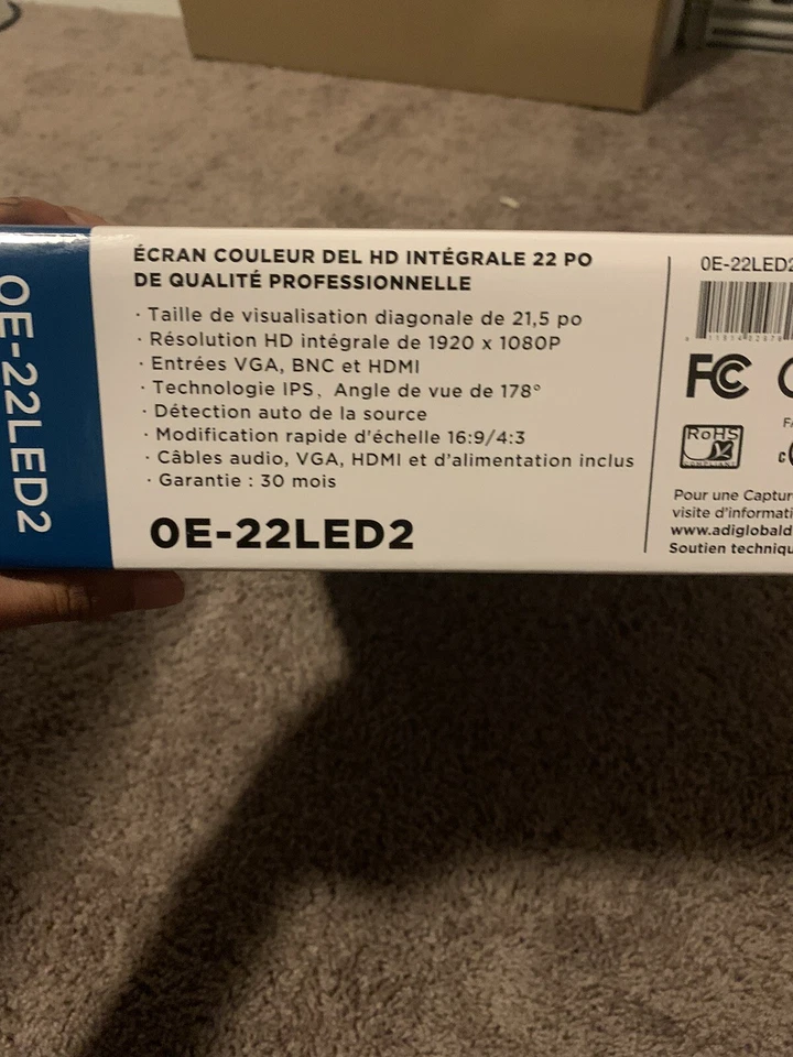 W BOX Technologies OE-22LED Full HD Pro-Grade LED Color Monitor 21.5" - Image 3 of 4