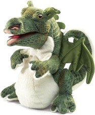 Folkmanis Baby Dragon Hand Puppet, Green, White