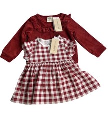 First Impressions Baby girls 12 Month Long Sleeve & Short Sleeve Top Bundle -(2)