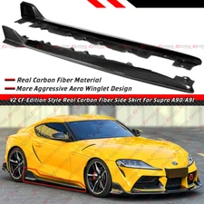 For 20-26 Toyota Supra GR V2 CF-Edition Style Carbon Fiber Side Skirt Extensions