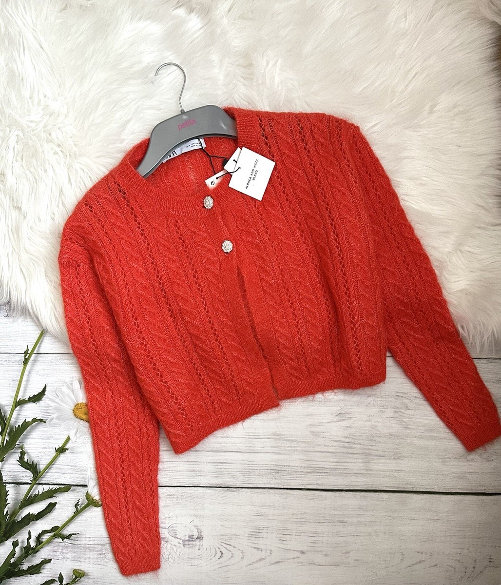 Short Sleeve Cardigan Zara Red Zebra Cardigan ZARA Alpaca