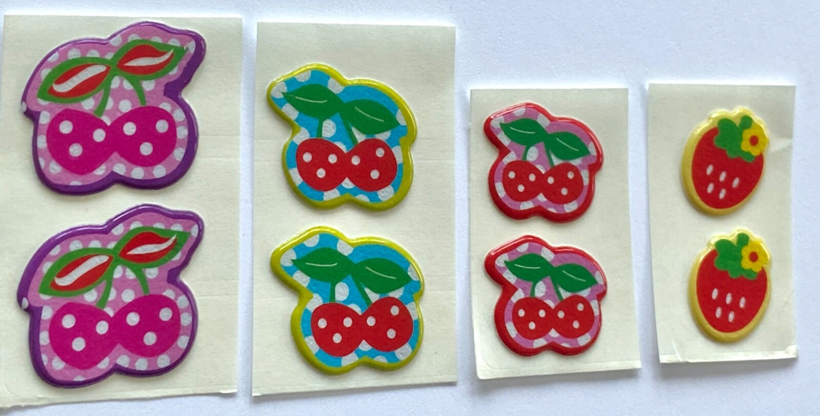 VINTAGE 80s Puffy Strawberry BERRY Cherry Scented Stickers Scratch N Sniff Vinyl