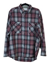 Vintage Sears Roebuck Wool Blend Flannel Shirt Mens Sz Large Plaid Button Up Red