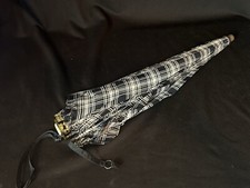 Vintage Polan Katz  Co Black  White Plaid Umbrella Parasol Lucite Handle