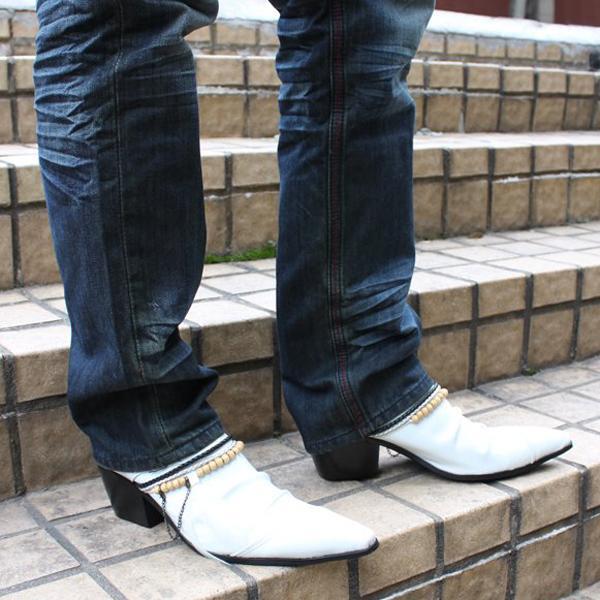 SAOLA Scarpe uomo inglesi a punta eleganti slip on perline catene formali casual pelle