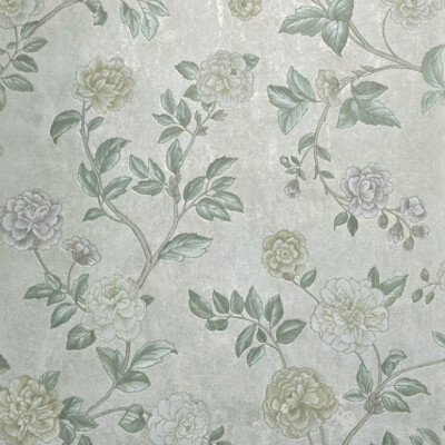 Beige ivory gold green yellow pink roses flowers botanical floral Wallpaper roll