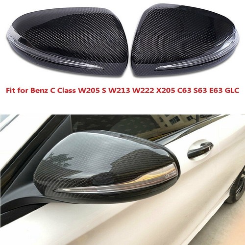 Dry Carbon Fiber Car Side Mirror Caps For Mercedes Benz C E GLC W205 W213 X205 - Picture 2 of 3