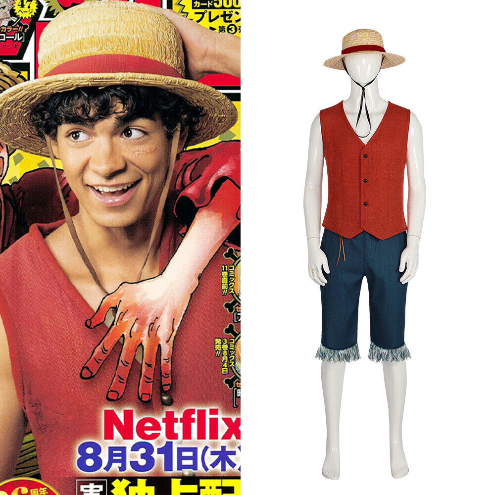 Cosplay Movie One Piece Luffy Costumes Tops Shorts Hat Halloween