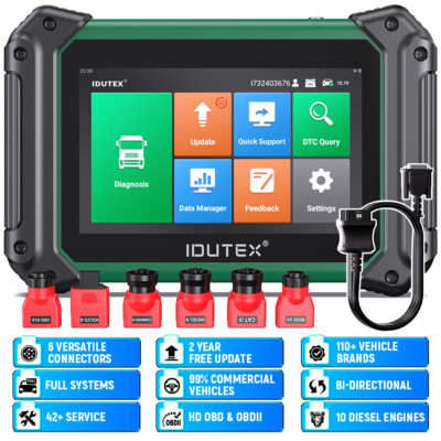 IDUTEX TS710 LKW Diagnosegerät OBD2 Alle System 12V 24V Heavy Duty Truck Scanner