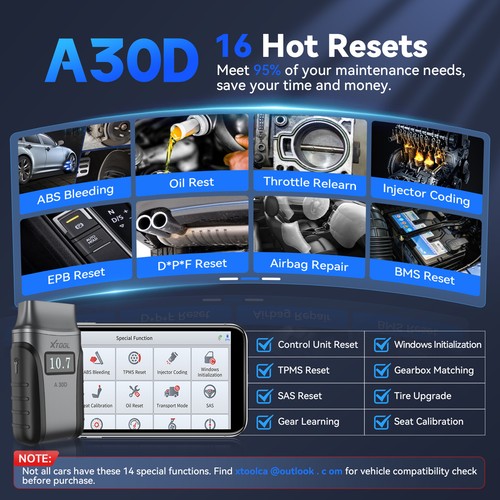 XTOOL A30D V2.0 Bluetooth OBD2 Escáner Lector de Código Herramienta de Diagnóstico Bidireccional - Imagen 5 de 11
