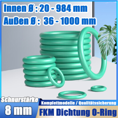 O-Ring 20-984 mm Schnurstärke 8 mm DIN-3771 FKM 80 Dichtring Oring Nullring