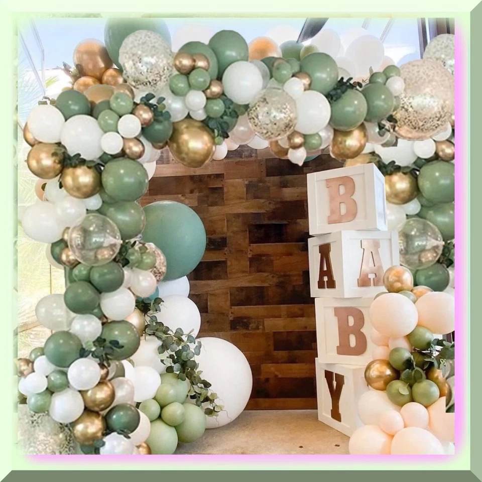Sage Green Jungle Bliss Balloon Garland Kit - Oh Baby Shower, Olive Matte, Happy - Image 3 of 4