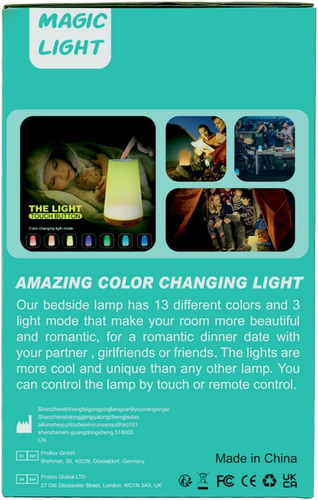 Lampada Touch Da Comodino Senza Fili Con Telecomando Luce LED Notturna 13 Colori - Foto 12 di 12