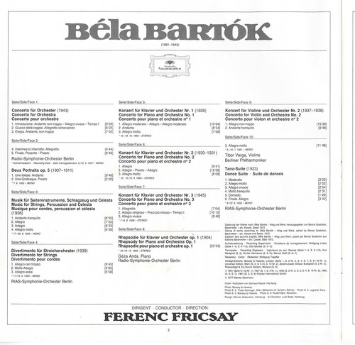 5LP DGG Box BARTOK Violin & Piano Concertos String Music etc FRICSAY VARGA ANDA - Picture 2 of 3