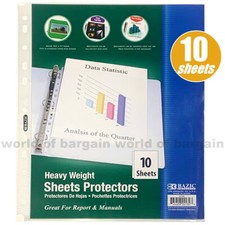 10 HEAVY WEIGHT Clear Sheet Protector for 3 Ring Binder Top Loading Insert Page