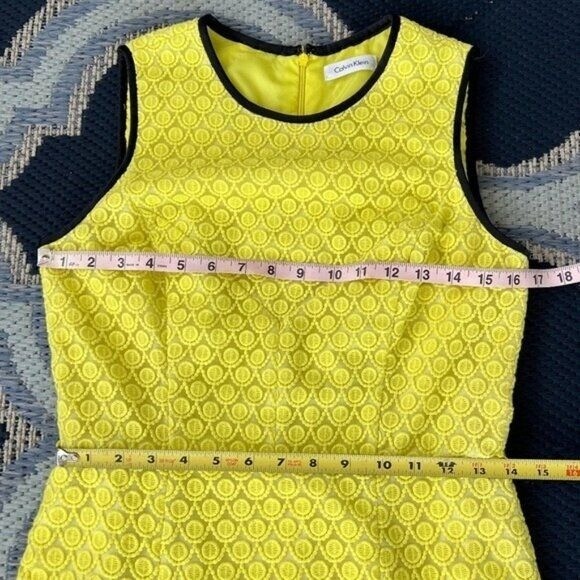 calvin klein yellow lace dress NWT Calvin Klein Yellow Lace Shift Dress
