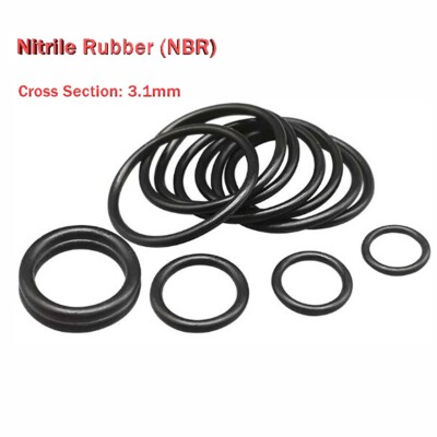 Black 3.1mm Cross Section O-Ring Washers Oil Sealing Gasket, NBR Nitrile Rubber