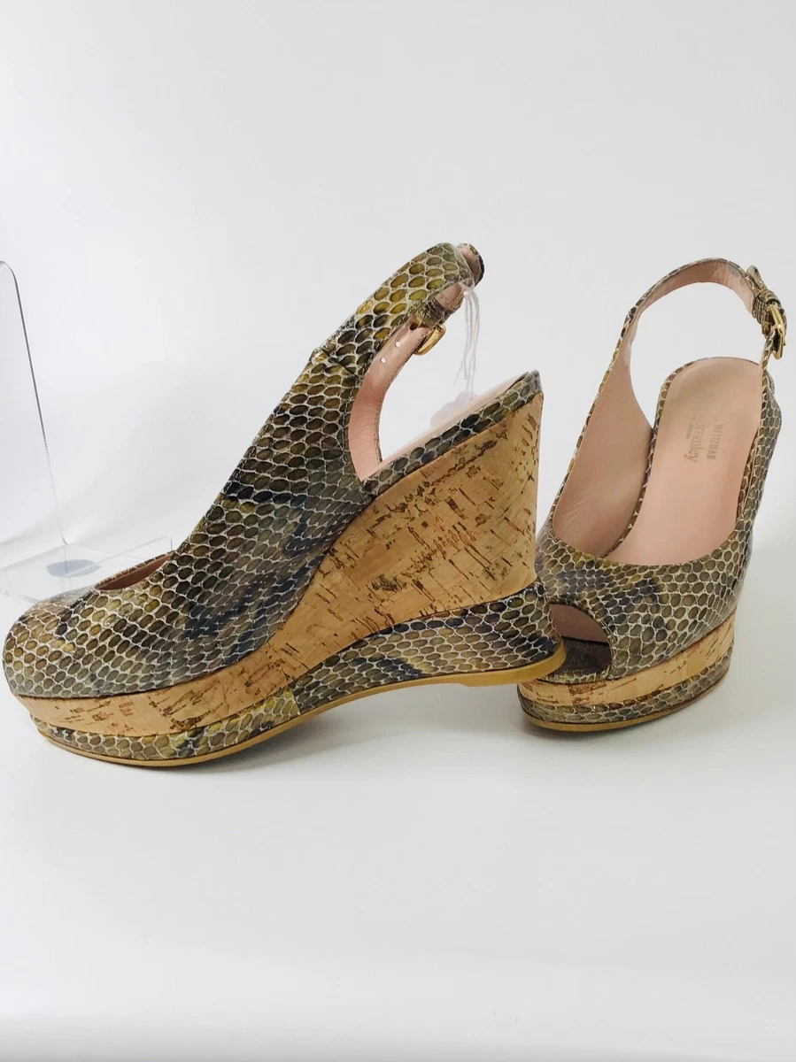 Russell Bromley Faux Snakeskin Cork Wedge Heels UK 6
