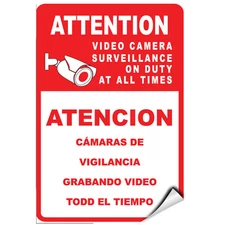 Attention Video Camera Cl Surveillance At All Times LABEL DECAL STICKER