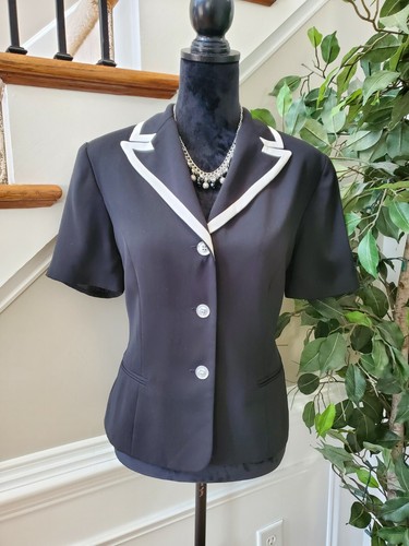 Danny & Nicole Women Black Polyester Short Sleeve Single Breasted Blazer Size 12 - Picture 11 of 11