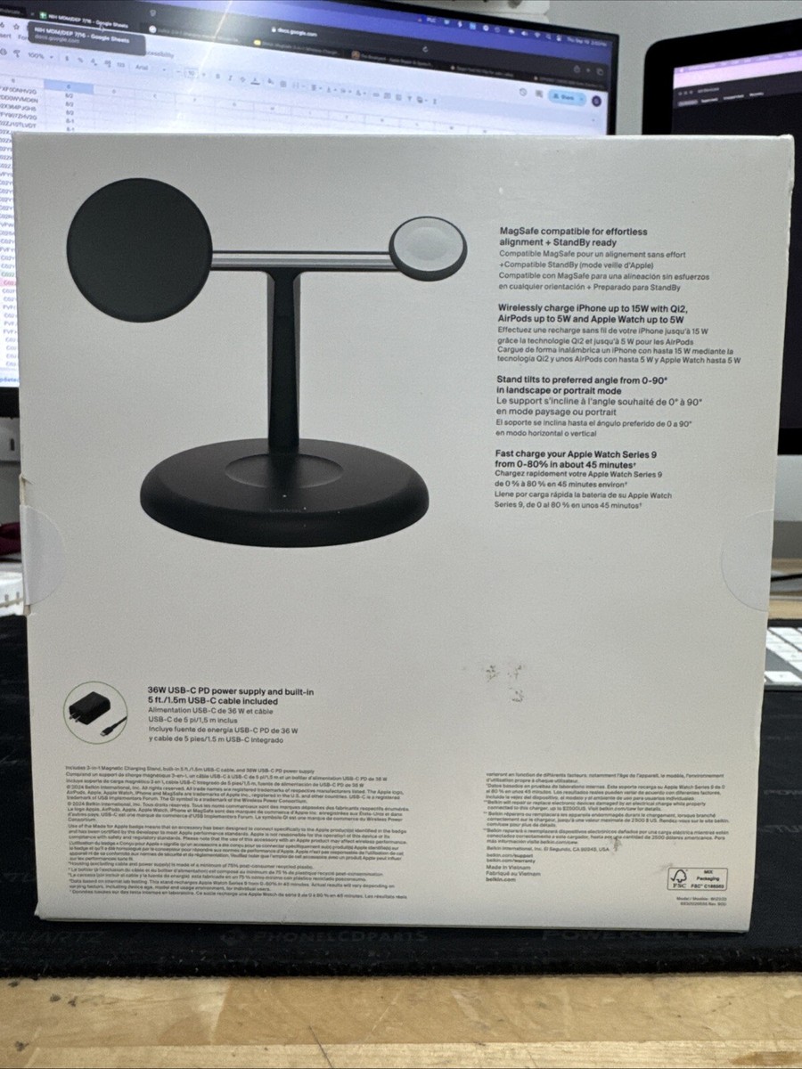 Belkin BOOSTCHARGE PRO 3-In-1 Wireless Charging Stand w/Magsafe