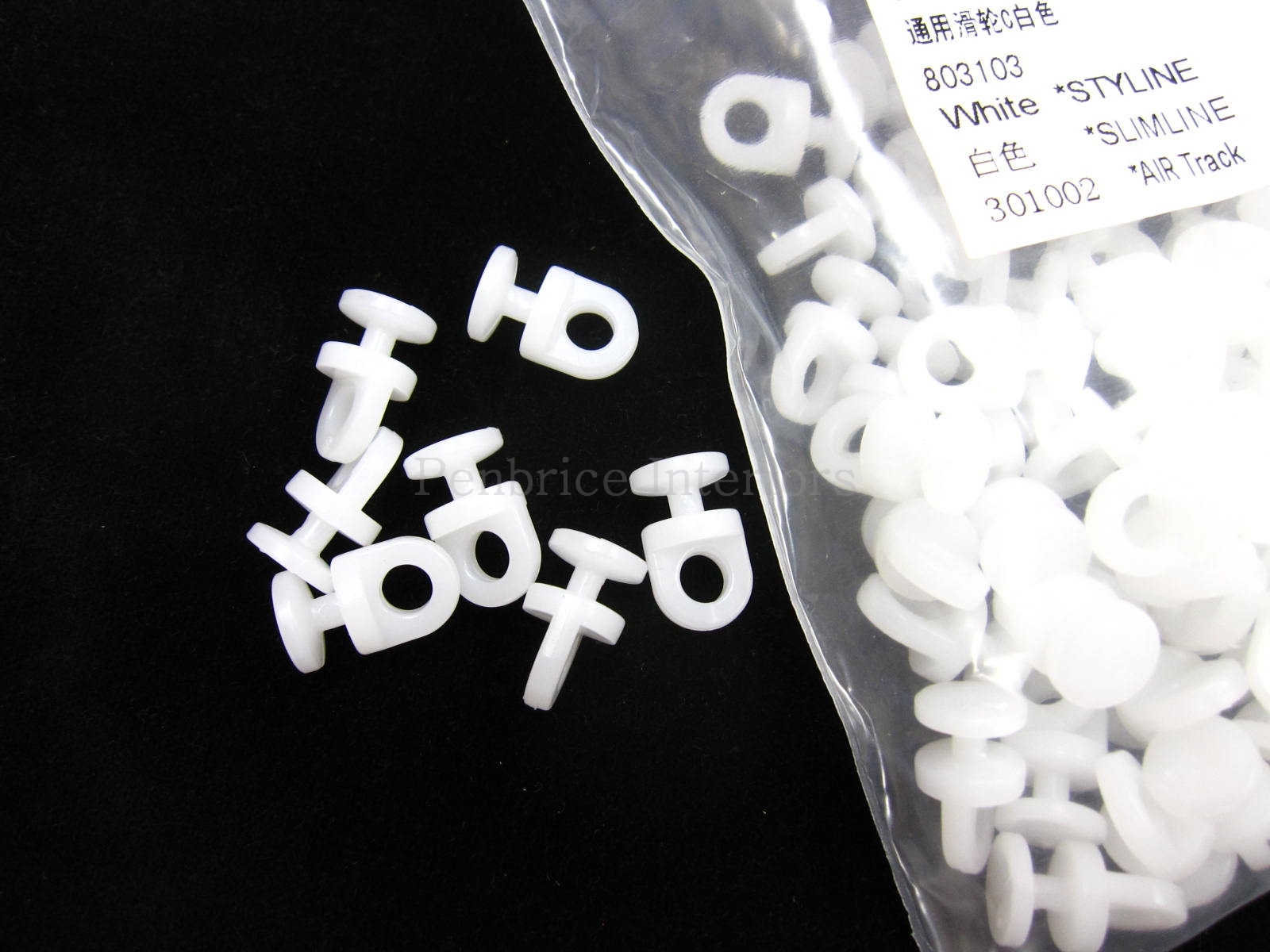 100 Uni glider Styleline slimline Air track curtain track gliders runners hooks