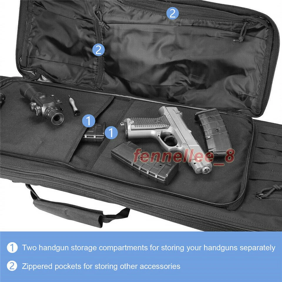 Tactical Double Rifle Bag Gun Range Padded Soft Carbine Backpack Carry Case - Image 3 of 4