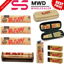 RAW Classic King Slim Rolling Kit – Papers, Tips, Wallet, Roller & Bic Lighter