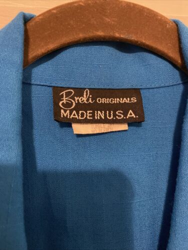 ABITO VINTAGE SECRETARY BRELI originale blu acqua cintura abbinata made USA taglia L - Foto 3 di 7