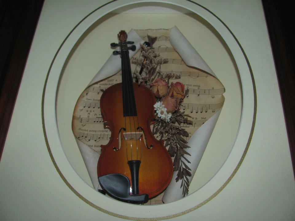 Large Violin Shadow Timber Box Wall Hanging Decorative Inlayed VG Condition - Изображение 4 из 4